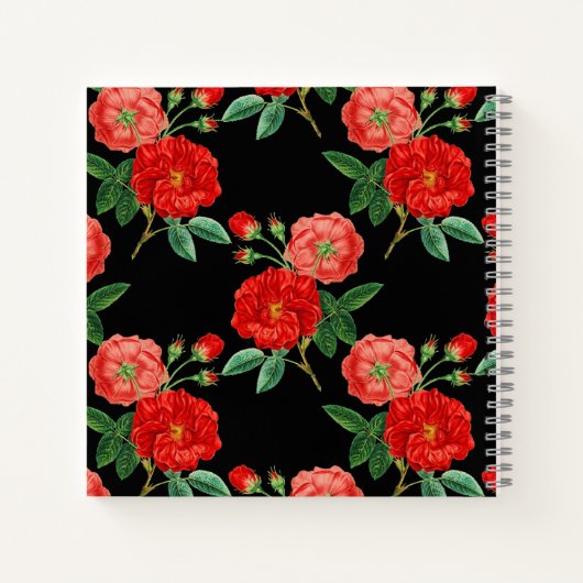 Carnet Red Roses, Black Background, (Dos)