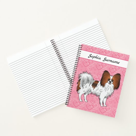 Carnet Red Sable Papillon Happy mignon chien sur les coeu (Intérieur)