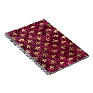 Carnet Red Velvet Fleur De Lis Mardi Gras Orleans Pattern