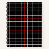 Carnet Red White Graphical Lines Black Plaid Design  (Devant)