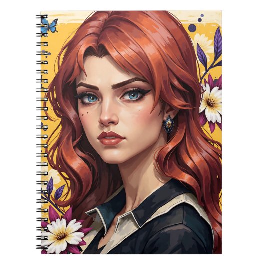 Carnet Redhead Portrait Floral 🌸✨ (Devant)