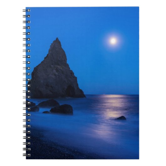 Carnet Reflet du lever de lune sur l'océan et les stacks (Devant)