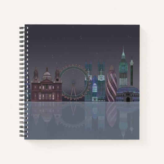 Carnet Réflexions de la nuit Londres Skyline (Devant)