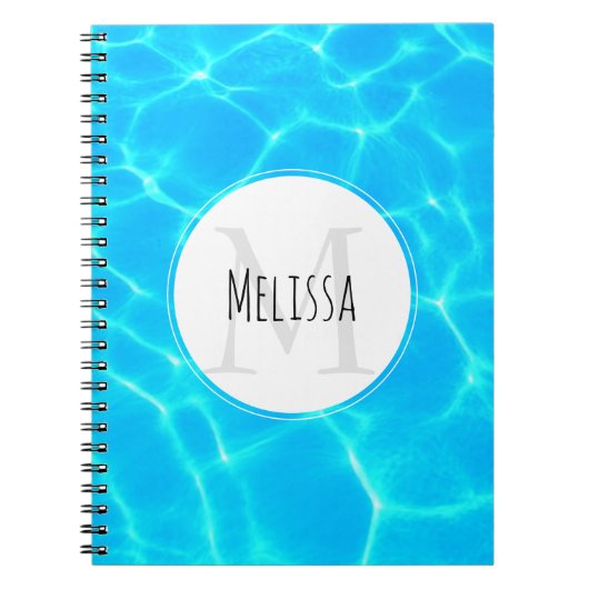 Carnet Réflexions sur l'eau de la piscine bleu chatoyante (Devant)