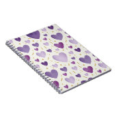 Carnet Regal Purple Watercolor Hearts (Côté Droit)