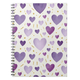 Carnet Regal Purple Watercolor Hearts