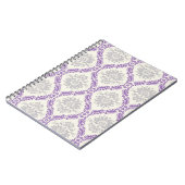 Carnet régal violet gris et crème damassé (Côté gauche)