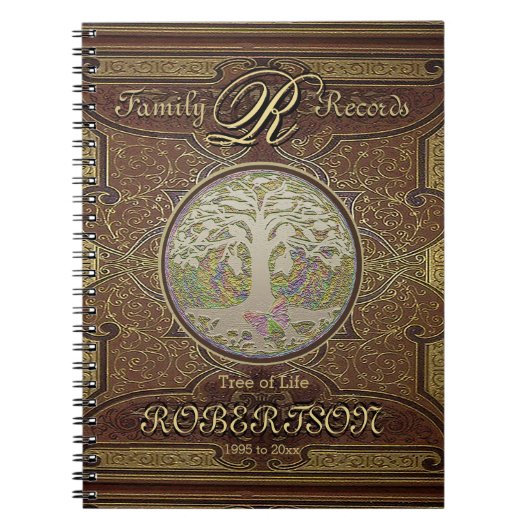 Carnet Regard vintage d'or d'arbre généalogique de (Devant)
