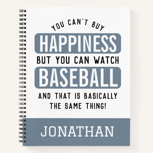 Carnet Regarder le baseball est le bonheur Drôle Baseball (Devant)