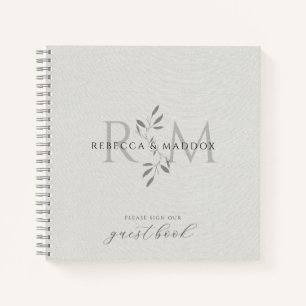 Carnet Registre de mariage à monogramme botanique moderne