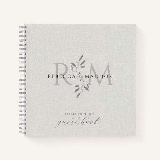 Carnet Registre de mariage à monogramme botanique moderne (Devant)