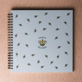 Carnet Reine Abeille Bleu Clair Amusant et Couronne Flora