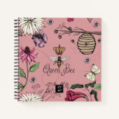 Carnet Reine Abeille Rose Girly Blush & Couronne Monogram (Devant)