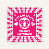 Carnet Reine Des Coeurs Rose Sketchbook Personnalisé Enfa (Devant)