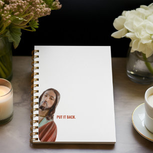 Carnet Remettez-Le Drôle Jésus Sur arrière - plan Blanc