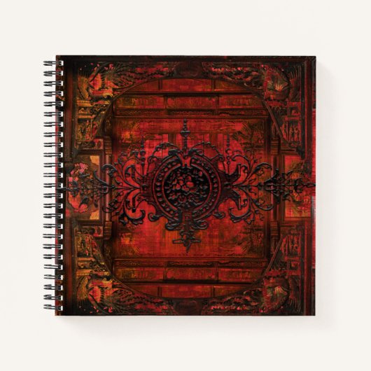 Carnet Renaissance gothique Rouge Faux Cuir Ancien Tome (Devant)