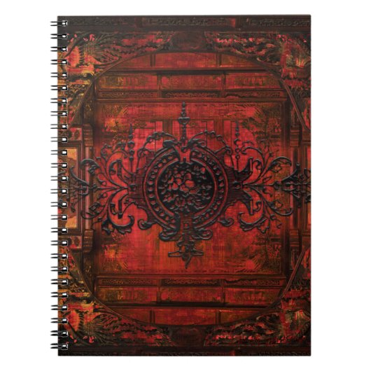 Carnet Renaissance gothique Rouge Faux Cuir Ancien Tome (Devant)
