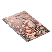 Carnet Renard Avec Flore Rose Dreamy - Nom Personnalisé (Côté Droit)