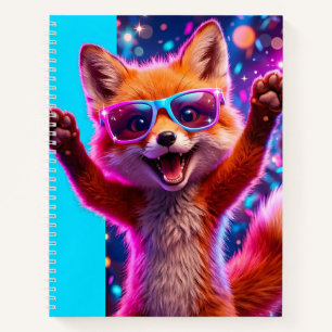Carnet renard de dessin animé joyeux avec une fourrure or