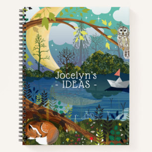 Carnet Renard de la rivière forestière illustré pour les