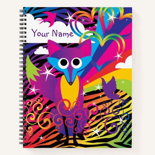 Carnet Renard funky coloré arc-en-ciel (Devant)