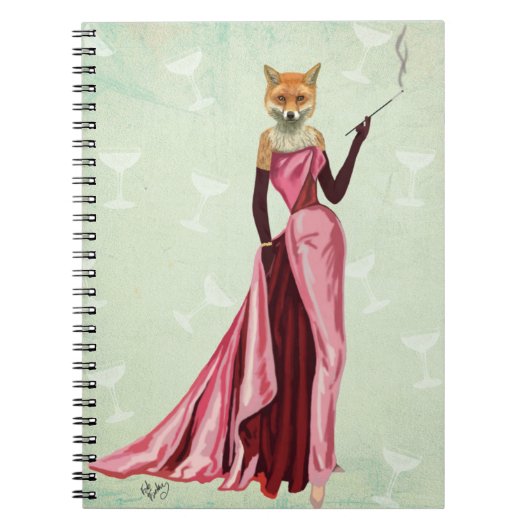 Carnet Renard glamour en rose 2 (Devant)