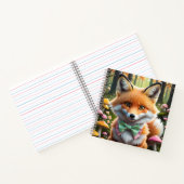 Carnet Renard mignon avec un nœud vert et rose (Intérieur)