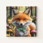 Carnet Renard mignon avec un nœud vert et rose (Dos)