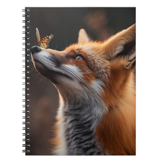 Carnet Renard mou avec papillon assis sur son nez (Devant)