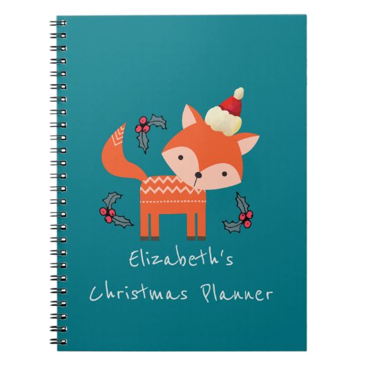 Carnet Renard orange à Santa Hat Plans de Noël Customisés (Devant)
