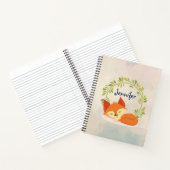 Carnet Renard orange dormant mignon avec couronne Feuille (Intérieur)