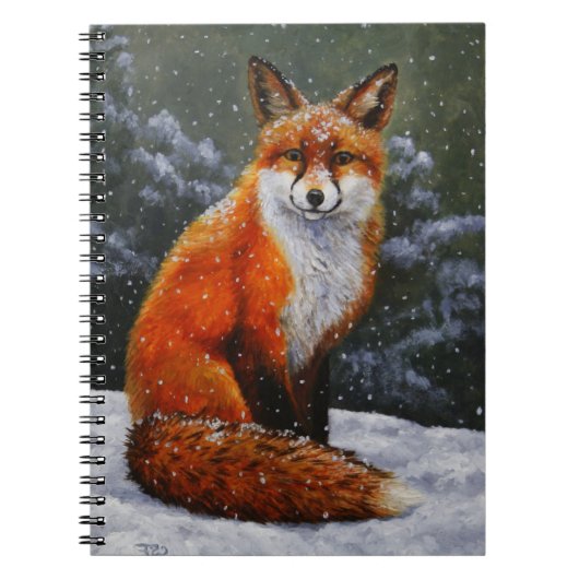 Carnet Renard rouge mignon en neige hivernale (Devant)
