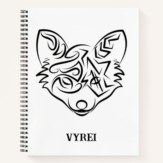 Carnet Renard tribal noir et blanc (Devant)
