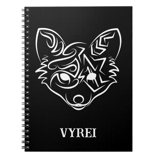 Carnet Renard tribal noir et blanc (Devant)