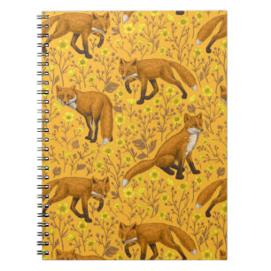 Carnet Renards et papillons sur orange