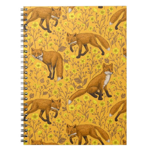 Carnet Renards et papillons sur orange (Devant)