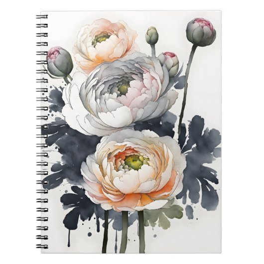 Carnet Renoncule - Fleurs à l'aquarelle (Devant)