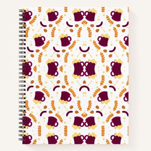Carnet Repeating pattern of cheerful purple mugs (Devant)