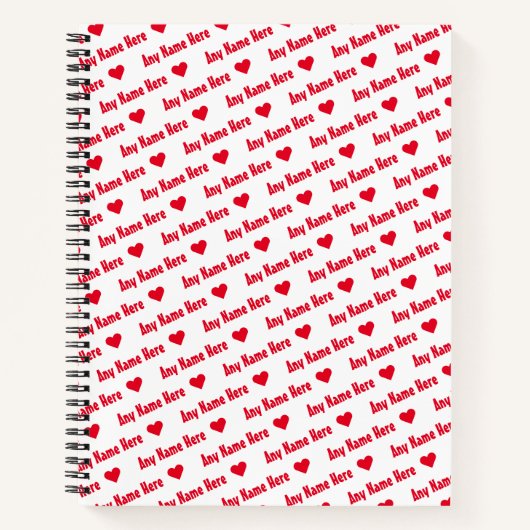 Carnet Répéter Red Name & Hearts mignonne Girly (Devant)