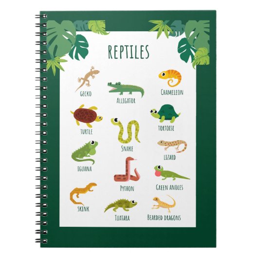 Carnet Reptiles Éducation scolaire Apprentissage (Devant)