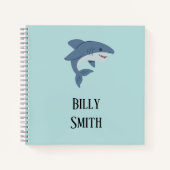 Carnet Requin bleu mignon personnalisé (Devant)
