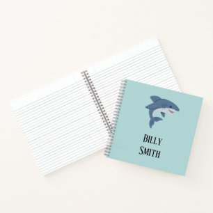 Carnet Requin bleu mignon personnalisé