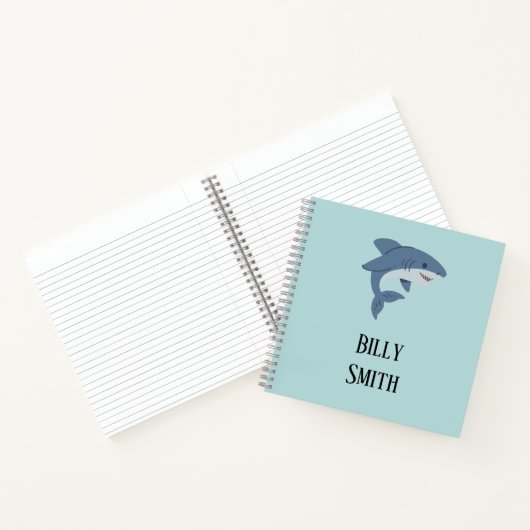 Carnet Requin bleu mignon personnalisé (Intérieur)