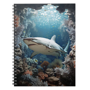 Carnet Requin sous-marin sombre 3D
