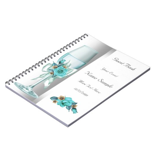 Carnet Réservez Turquoise Blanc Beige Rose (Côté gauche)