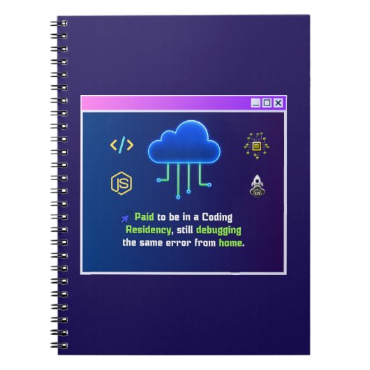 Carnet Résidence de codage drôle, Hacker néon rétro synth (Devant)