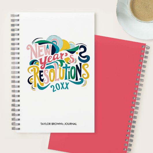 Carnet Résolutions amusantes de Nouvel An Typographie mod