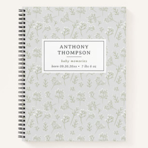 Carnet Respiration de bébé Blanche Fleur d'eau Gypsophile