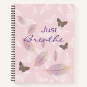 Carnet Respire simplement les papillons Feuille rose (Devant)