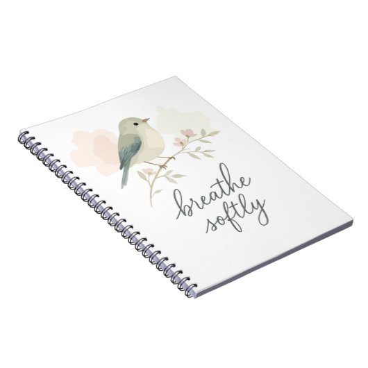 Carnet Respirez doucement Oiseau à l'aquarelle minimalist (Côté Droit)
